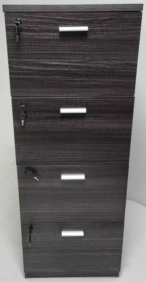 Grey Oak Executive Four Drawer Filing Cabinet - LX-AB84